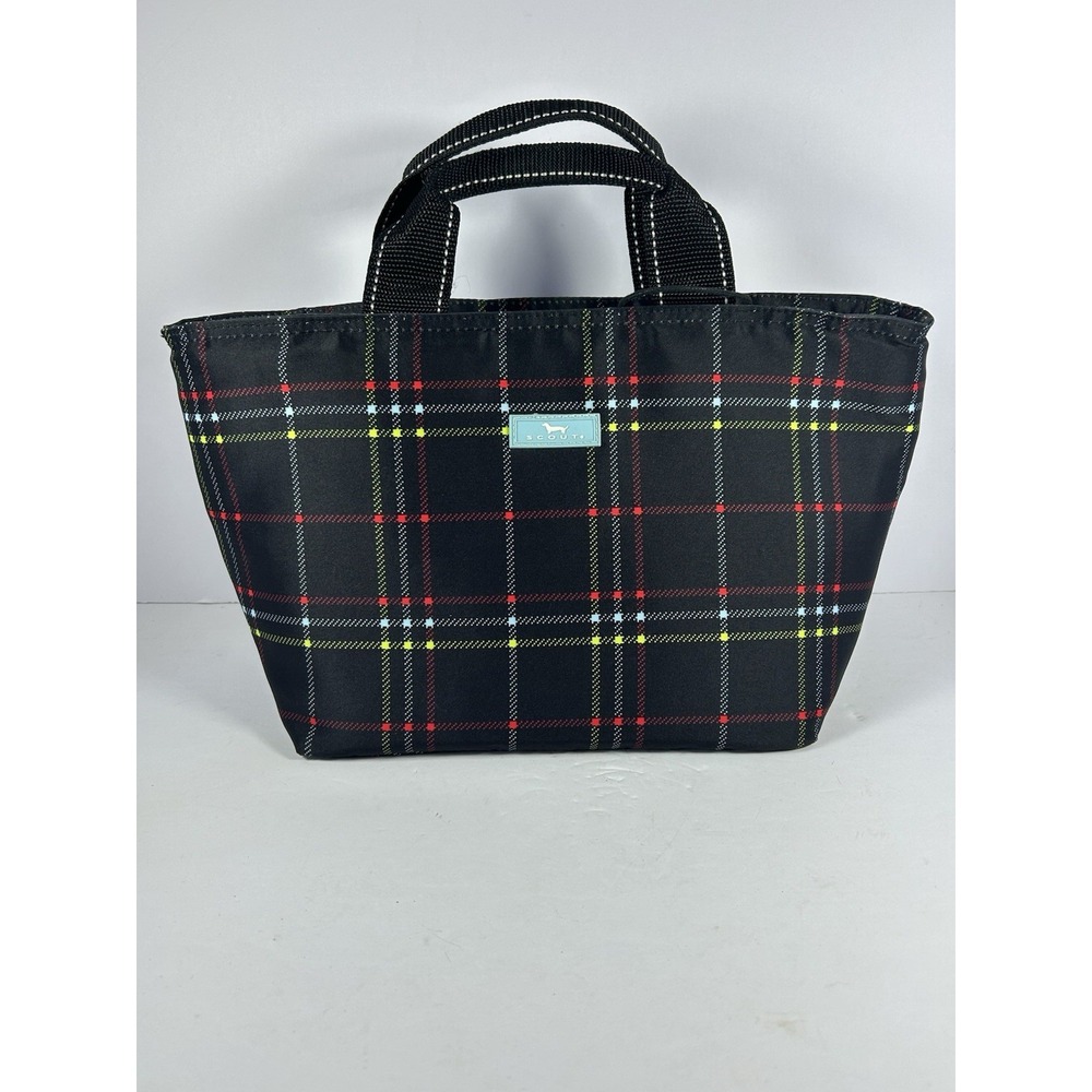 Scout Nooner Insulated Cooler Black Plaid Beach TravelBag Zip 14"x8"